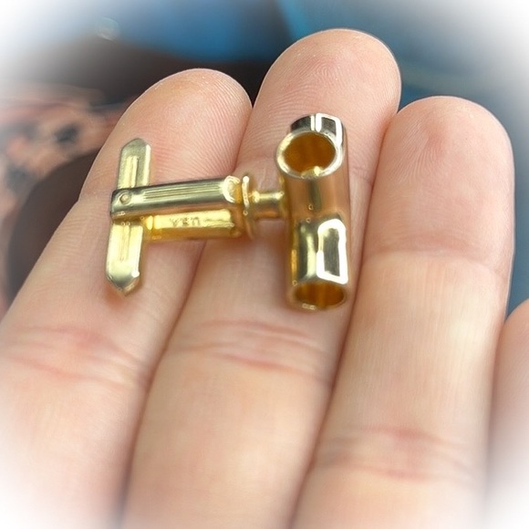 💕Beautiful Gold Tone Cufflinks Plumbing Pipes💕 - Picture 4 of 5